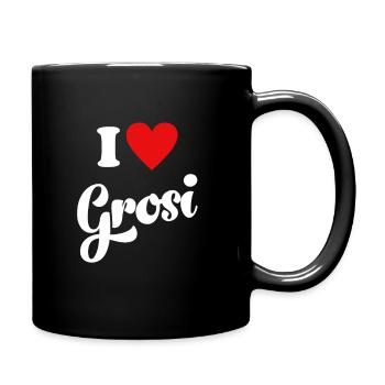 Ich liebe Grosi Oma Schweiz Schweizerdeutsch Omi - Tasse einfarbig - Schwarz - Rechts