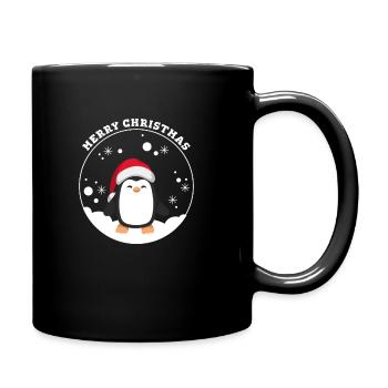 Merry Christmas Penguin in Snow Globe - Full Colour Mug - black - Right