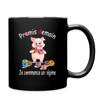 promis demain je commence un régime,humour - Mug uni - noir - Droite