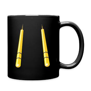 Gelber Nunchakus - am Hals - Tasse einfarbig - Schwarz - Rechts