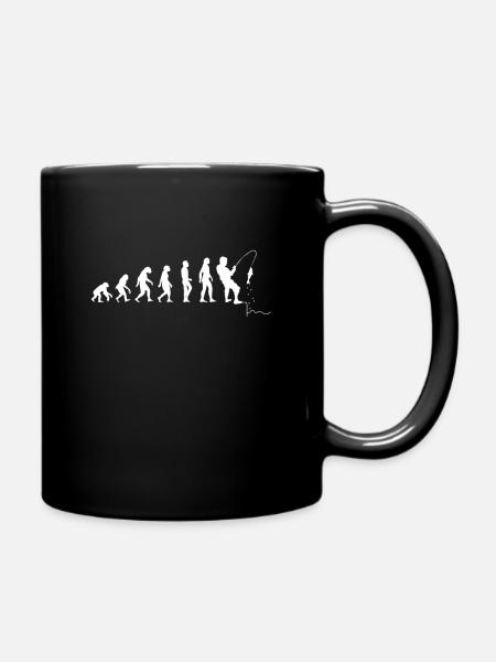evolution fishing fisherman - Full Colour Mug - black
