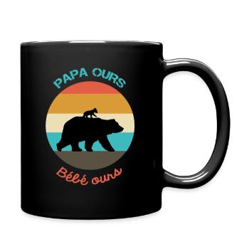 Papa et bébé ours - Mug uni - noir - Droite