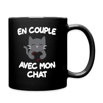 En couple avec mon chat - Mug uni - noir - Droite