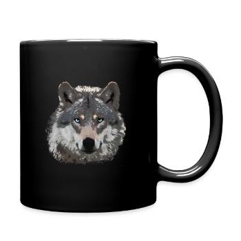 Wolf Fans Design Klassisch - für Wölfe Liebhaber - Tasse einfarbig - Schwarz - Rechts