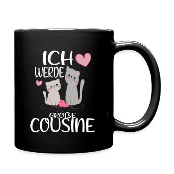 Cousine Ich werde große Cousine Geschenkidee - Tasse einfarbig - Schwarz - Rechts