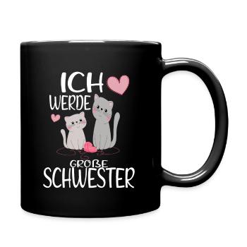 Ich werde Große Schwester süße Kätzchen - Tasse einfarbig - Schwarz - Rechts
