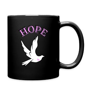 Hoffnung Taube rosa Herz - Tasse einfarbig - Schwarz - Rechts