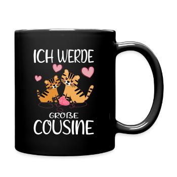 Cousine Ich werde große Cousine Tiger Babys - Tasse einfarbig - Schwarz - Rechts