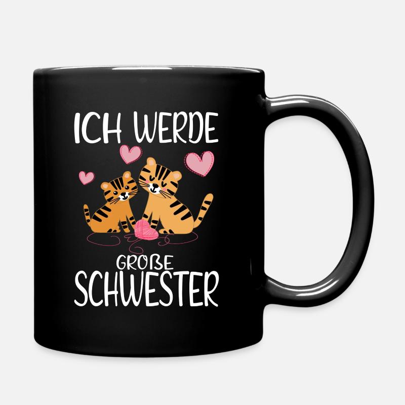 Große Schwester Ich werde Tiger Nachwuchs verkünde - Tasse einfarbig - Schwarz