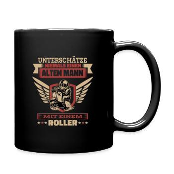 Alter Mann Mit Roller Rentner Opa Shirt - Tasse einfarbig - Schwarz - Rechts