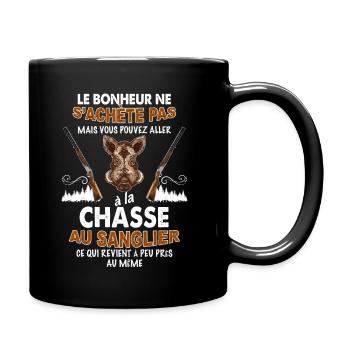 Chasse sanglier le bonheur du papa chasseur - Mug uni - noir - Droite
