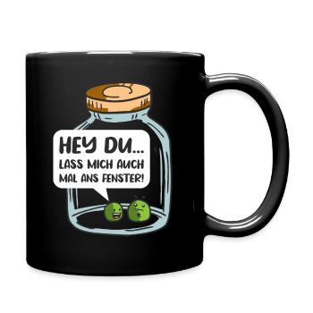 Zwei Erbsen in einem Glas, Ernährung Erbse - Tasse einfarbig - Schwarz - Rechts