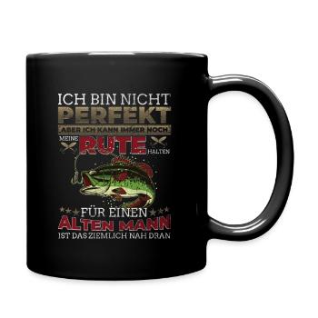 Angler - Alter Mann beim Angeln - Perfektion - Tasse einfarbig - Schwarz - Rechts