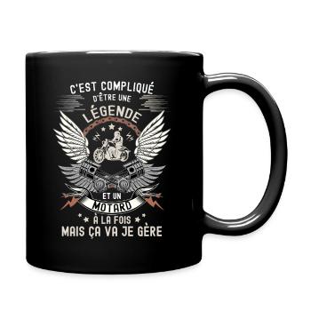 Un motard, une légende, une citation - Mug uni - noir - Droite