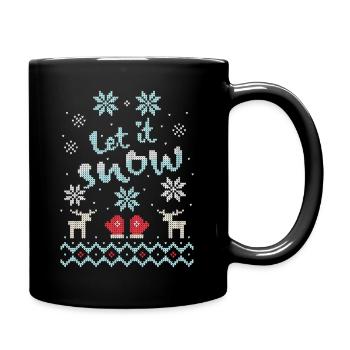 Christmas, Let it Snow, Winter, Ugly Sweater - Full Colour Mug - black - Right