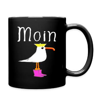 Moin Küstenkind Möwe Girl Mädchen Frau Geschenke - Tasse einfarbig - Schwarz - Rechts
