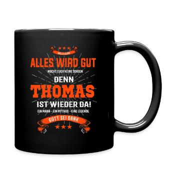 Thomas T-Shirt - Alles wird gut! - Tasse einfarbig - Schwarz - Rechts