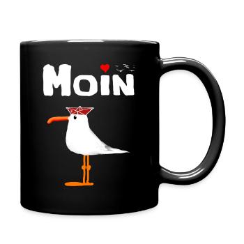 Moin Heimat Küstenkind Möwe Anker Geschenke Hafen - Tasse einfarbig - Schwarz - Rechts