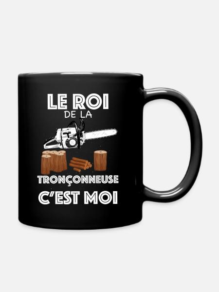 Tronçonneuse royale humour bûcheron - Mug uni - noir