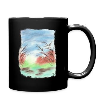 Beach/dune blue/green tones (pastel chalk) - Full Colour Mug - black - Right