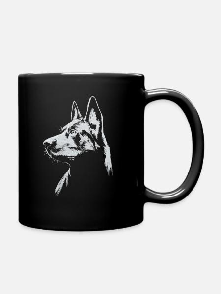 Deutscher Schäferhund Kopf Personalisierungsmotiv - Tasse einfarbig - Schwarz