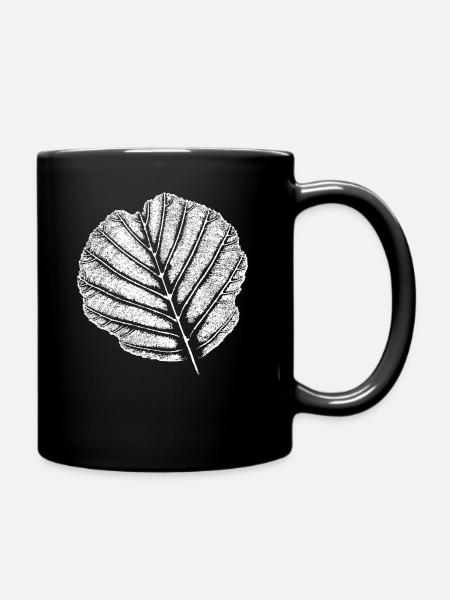 Blatt Erle - Tasse einfarbig - Schwarz