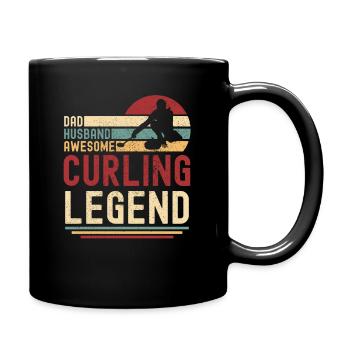 Papa Husband Curling Legend retro vintage - Full Colour Mug - black - Right