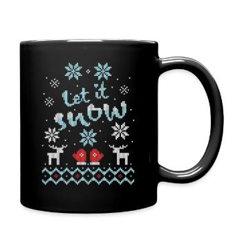 Let it Snow Ugly Christmas Sweater Schneeflocken - Tasse einfarbig - Schwarz - Rechts