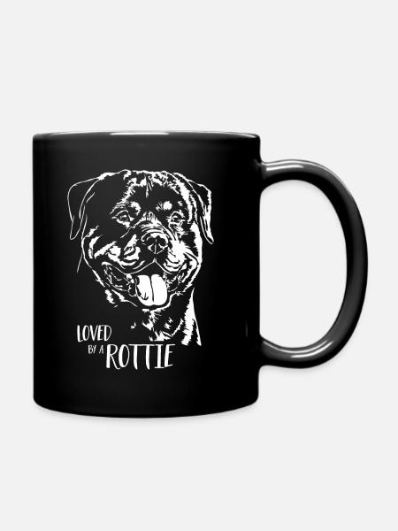 Aimé par un chien Rottweiler Rottweiler Dicton - Mug uni - noir