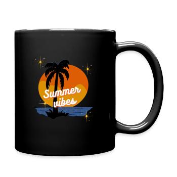 Summer Vibes Sommerlich Palme - Tasse einfarbig - Schwarz - Rechts