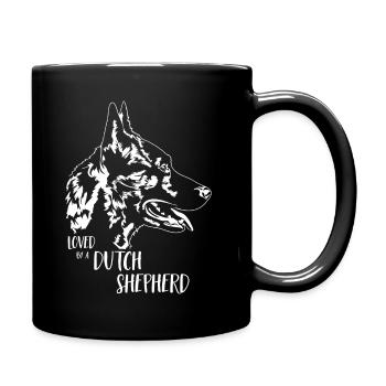 Loved by a Dutch Shepherd Dog Dog Saying - Full Colour Mug - black - Right
