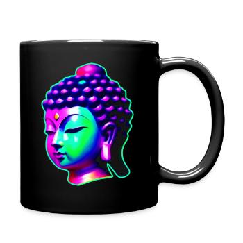 Buddha head in chakra colors - Full Colour Mug - black - Right