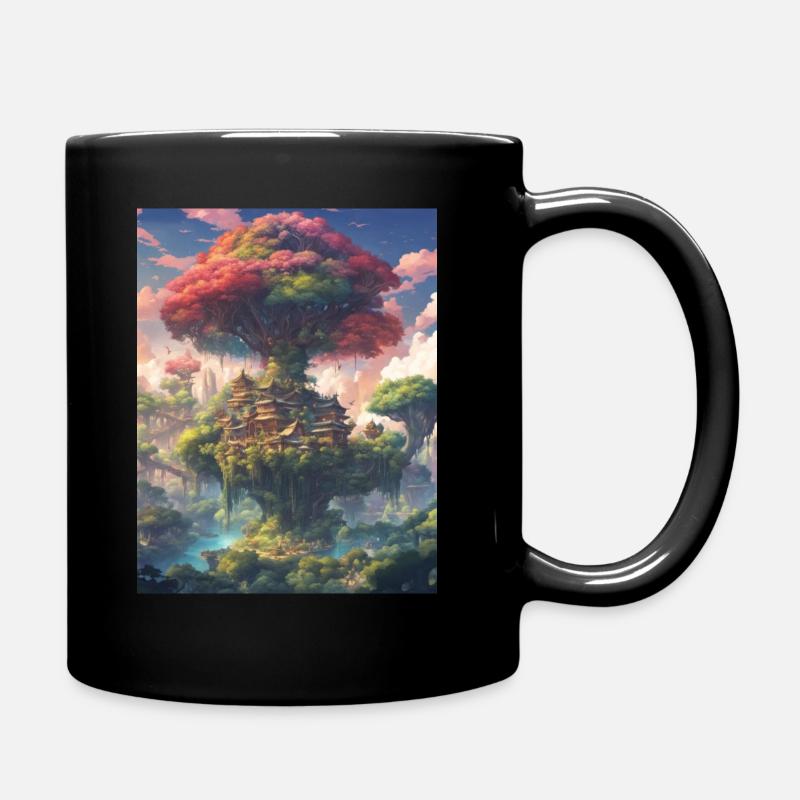 Mythischer Weltenbaum - Tasse einfarbig - Schwarz