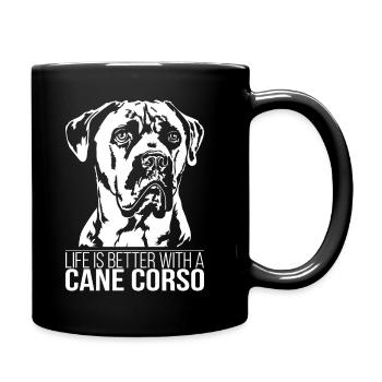 Cane Corso life is better Dog Saying Wilsigns - Full Colour Mug - black - Right