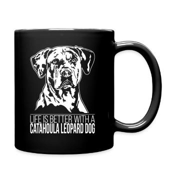 Catahoula Leopard Dog life is better Hund Wilsigns - Full Colour Mug - black - Right