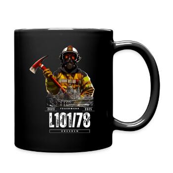 Feuerwehr Motiv (einseitig) - Tasse einfarbig - Schwarz - Rechts