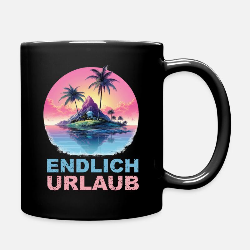 Endlich Urlaub - hell - Tasse einfarbig - Schwarz