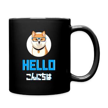 Cute Shiba Inu Dog wearing Glasses - Anime Shirt - Full Colour Mug - black - Right