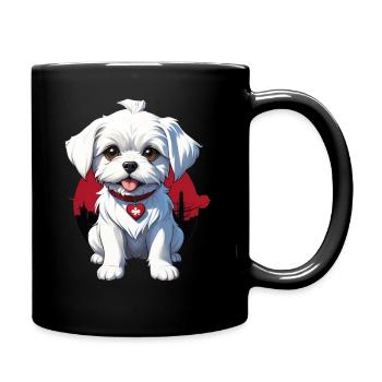 Custom Maltese Dog, Personalized Dog Motif - Full Colour Mug - black - Right