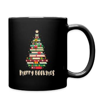 Books Christmas Tree, Merry Bookmas - Full Colour Mug - black - Right