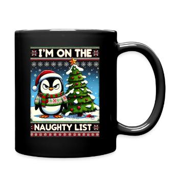 Anti Weihnachten grumpy Pinguin Weihnachtsmuffel - Tasse einfarbig - Schwarz - Rechts