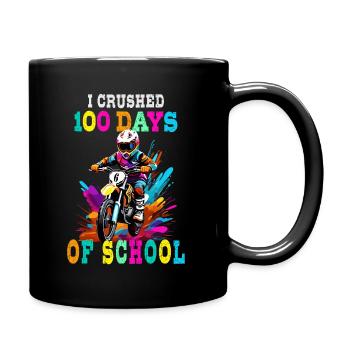Ich habe 100 Tage Schule geschafft Motocross Bike - Tasse einfarbig - Schwarz - Rechts