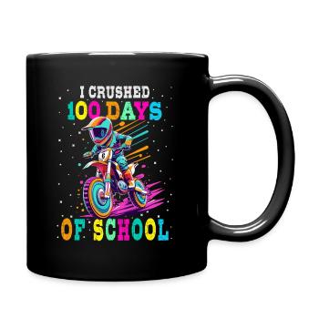 Ich habe 100 Tage Schule geschafft Motocross Bike - Tasse einfarbig - Schwarz - Rechts