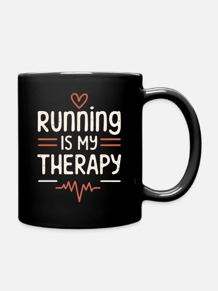Running is my therapy - Full Colour Mug - black