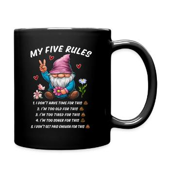 5 règles d’un gnome drôle - Mug uni - noir - Droite