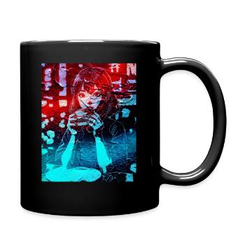 Anime Burger Girl - Tasse einfarbig - Schwarz - Rechts