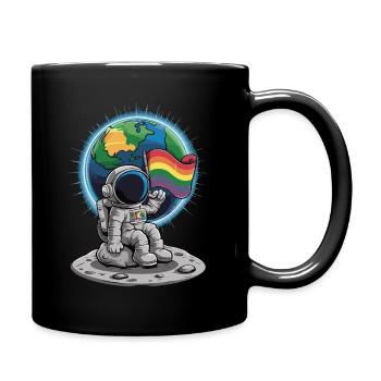 Wir sind alle Menschen, LGBTQIA+ Pride Astronaut - Tasse einfarbig - Schwarz - Rechts