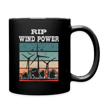 Wind Power RIP, No to Wind Energy - Full Colour Mug - black - Right