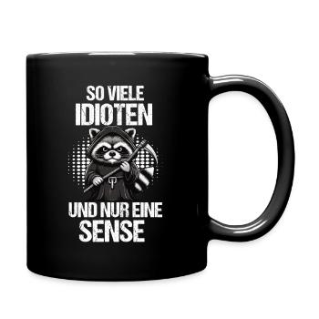 So Viele Idioten Waschbär Waschbären Waldtier - Tasse einfarbig - Schwarz - Rechts