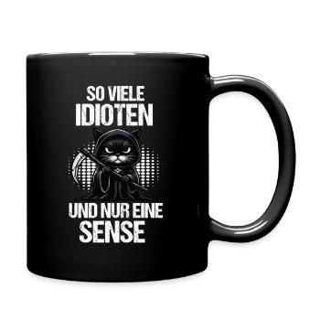 So Viele Idioten Katze Katzen Schwarze Katze - Tasse einfarbig - Schwarz - Rechts